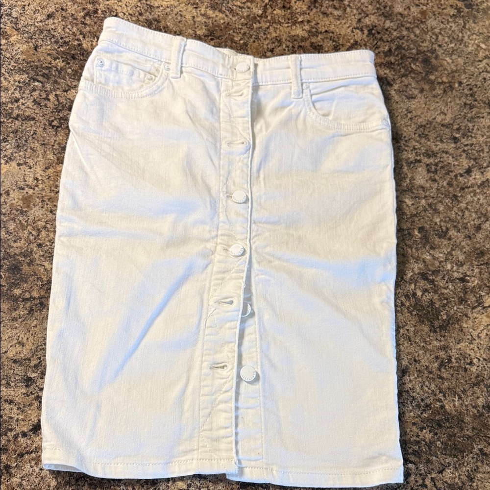All Saints White Button-Front Pencil Skirt